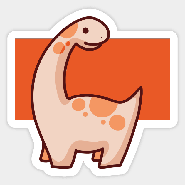 Cute Long Neck Dinosaurus, Brontosaurus, Brachiosaurus Sticker by hugadino